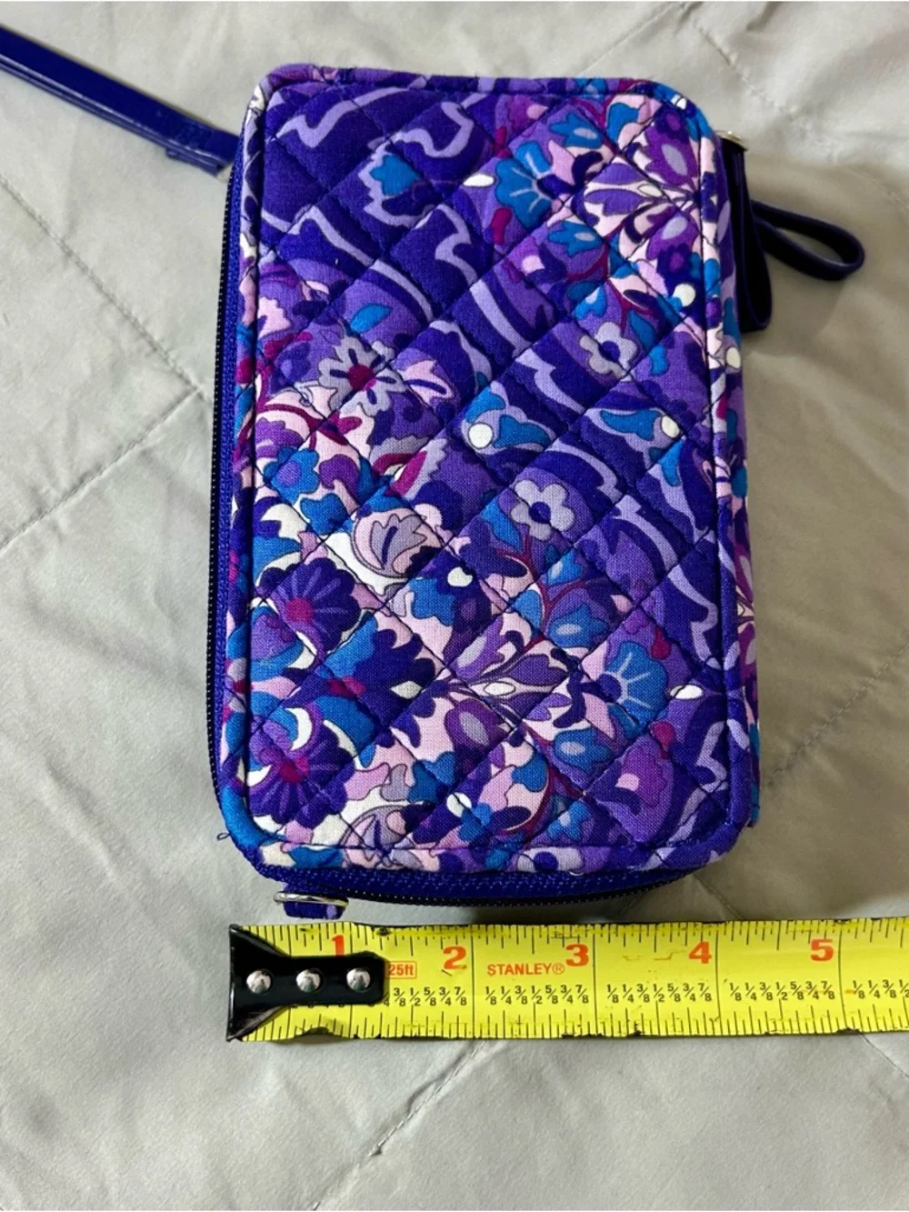 Vera Bradley Purple Regal Rosette Floral Quilted RFID Wallet Wristlet - Picture 6 of 12